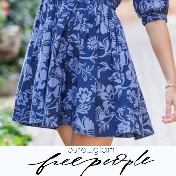 Free People mini dress in floral blue - Picture 4 of 4